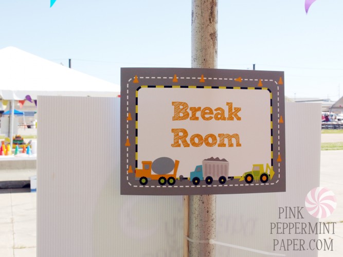 Break Room Construction Signage by PinkPeppermintPaper.com